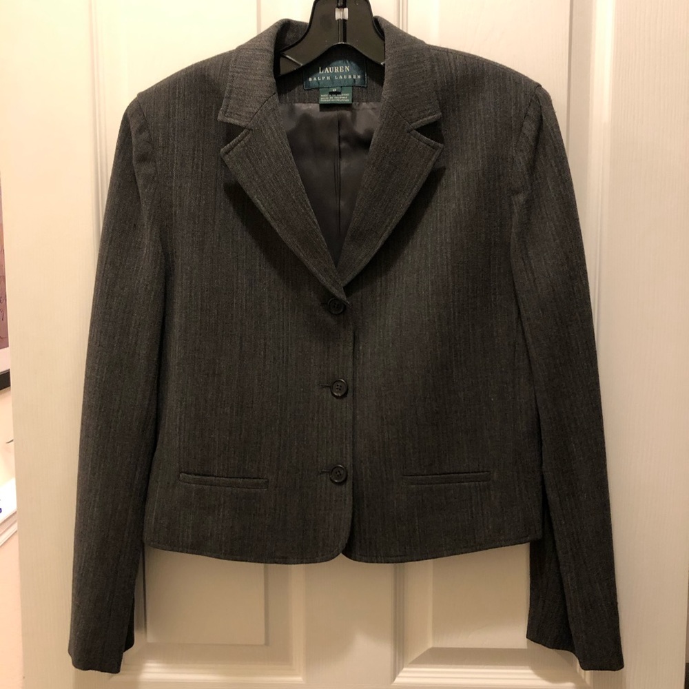 Dark Gray Herringbone Wool Ralph Lauren Suit